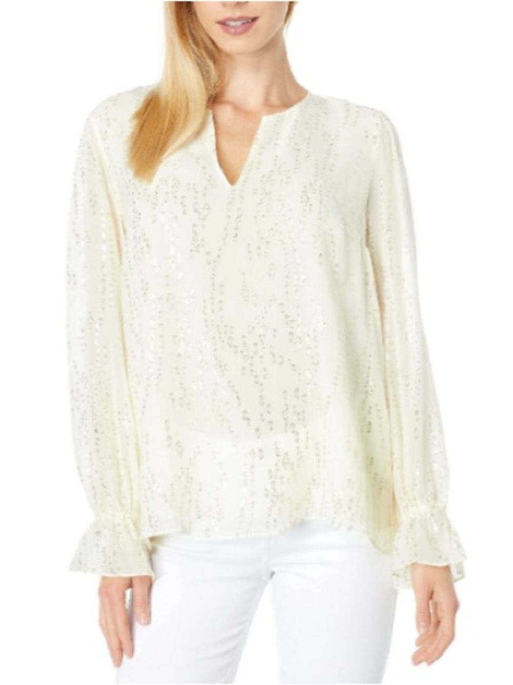 Lilly Pulitzer Ellarey Silk Metallic Top Coconut